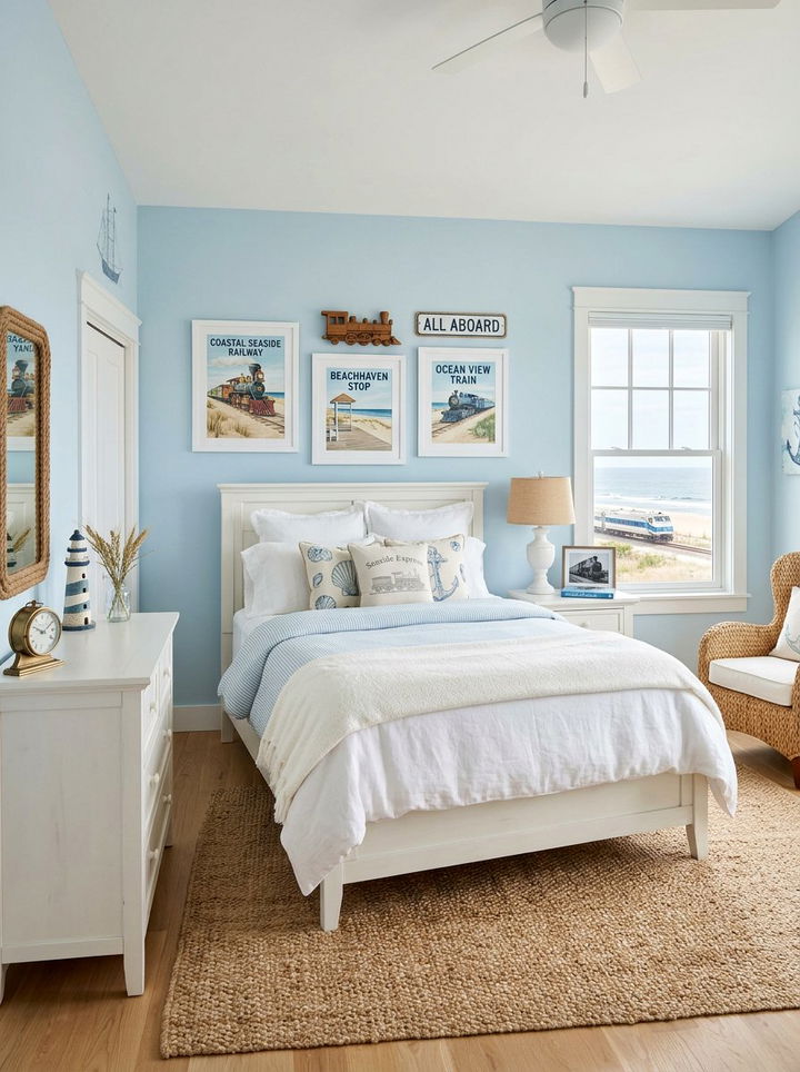 Coastal Seaside Train Decor - 30 train bedroom ideas