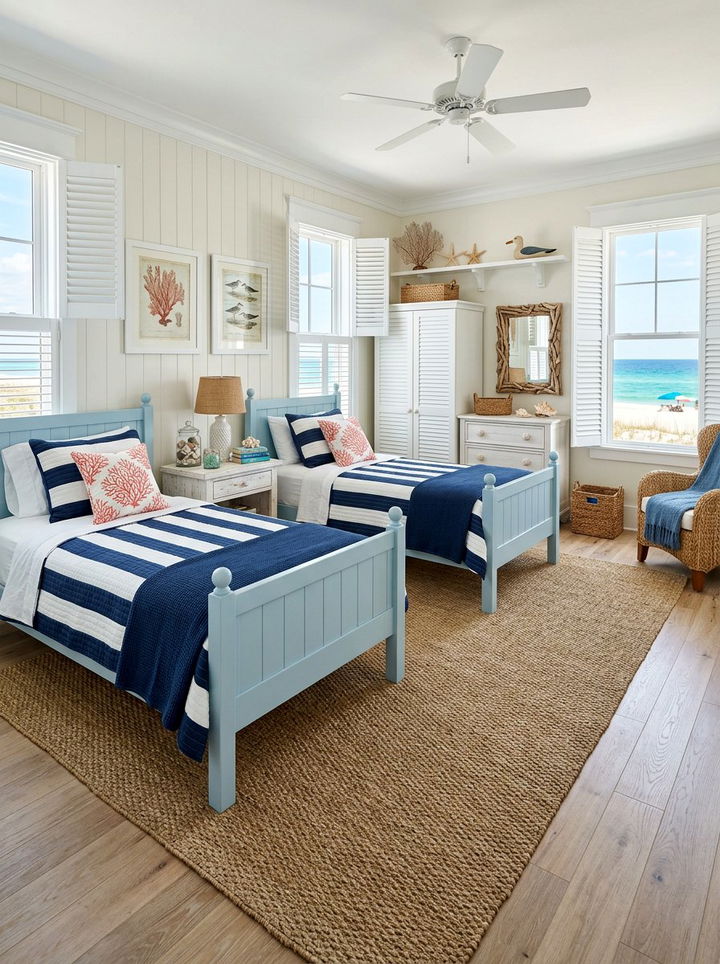 Coastal Shared Bedroom - 30 multi-kid bedroom ideas