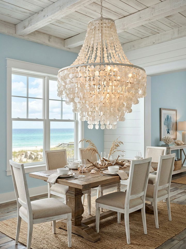 Coastal Shell Chandelier - 30 bedroom chandeliers