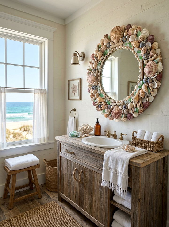 Coastal Shell Mirror - 30 bedroom vanity mirrors