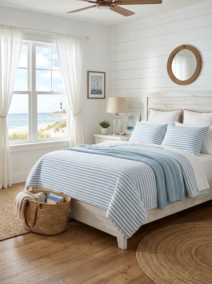 Coastal Striped Coverlet - 30 bedroom coverlets