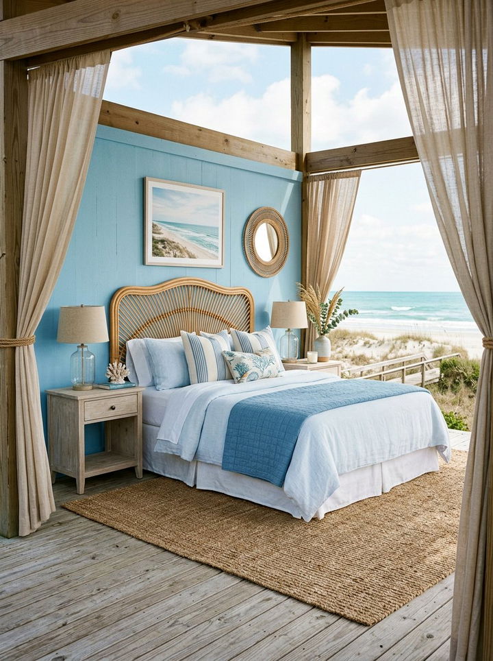 Coastal Style Blue Bedroom - 30 sky blue bedroom ideas
