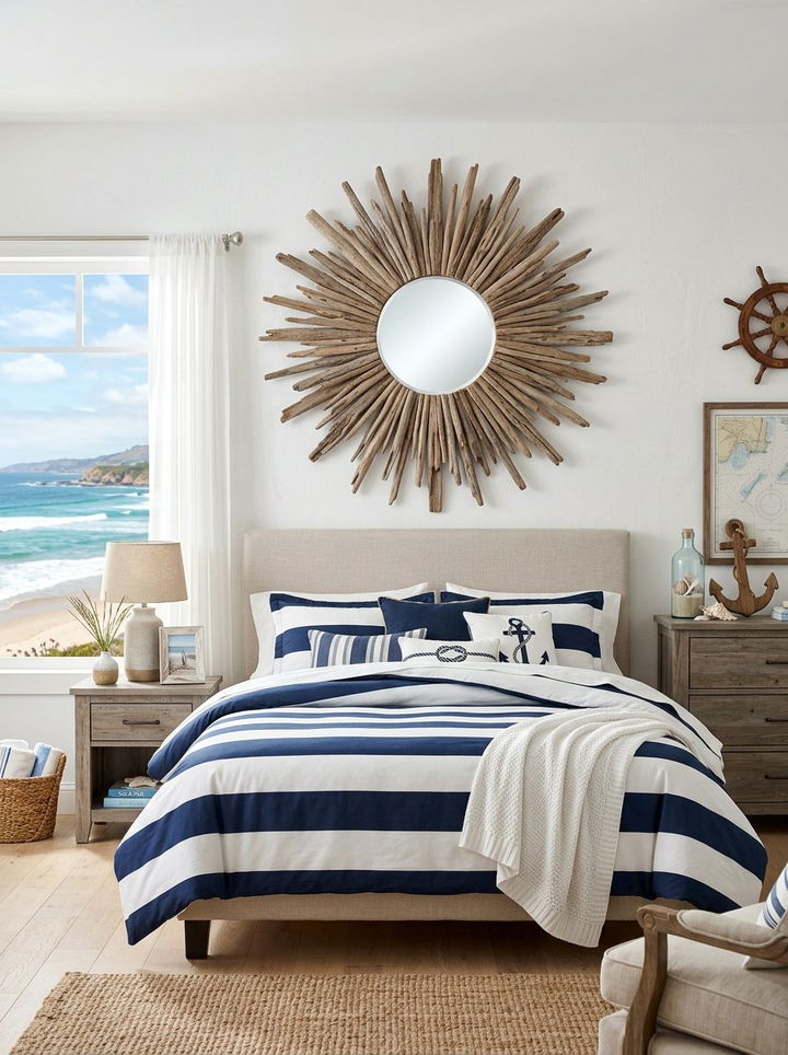 Coastal Sunburst Mirror - 30 bedroom sunburst mirrors