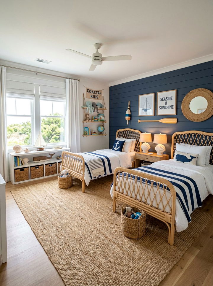 Coastal Theme Kids Room - 30 twin siblings bedroom ideas