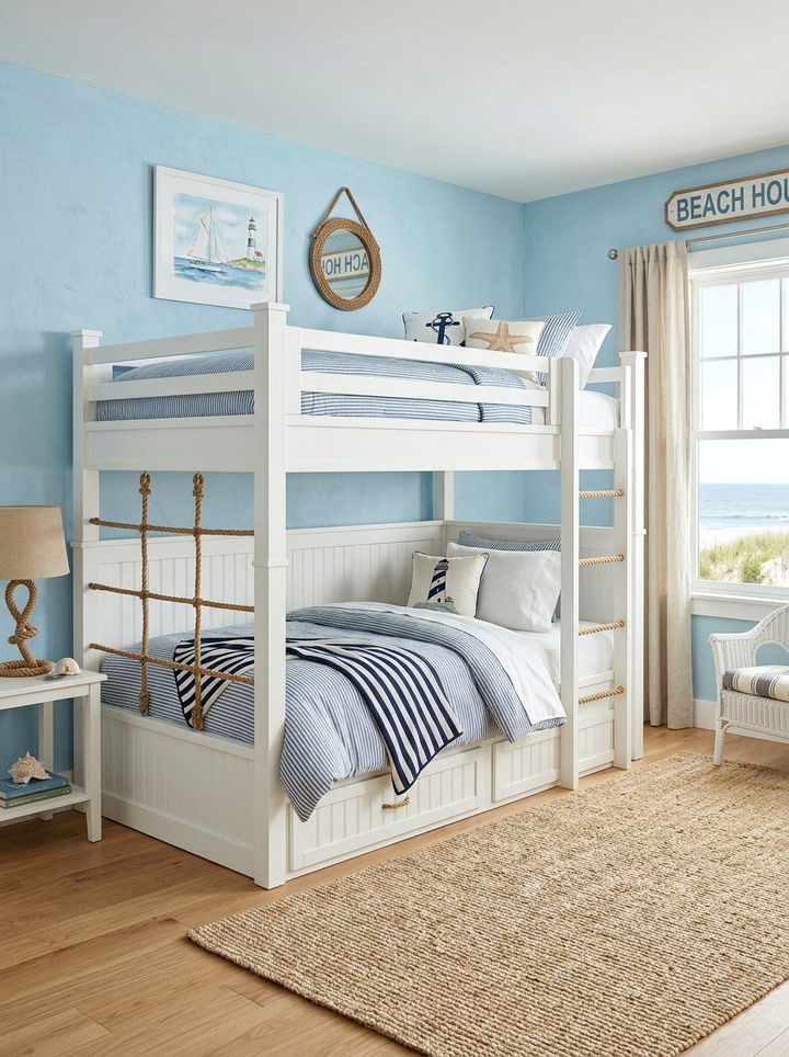 Coastal White Bunk Bed - 30 bedroom bunk bed ideas