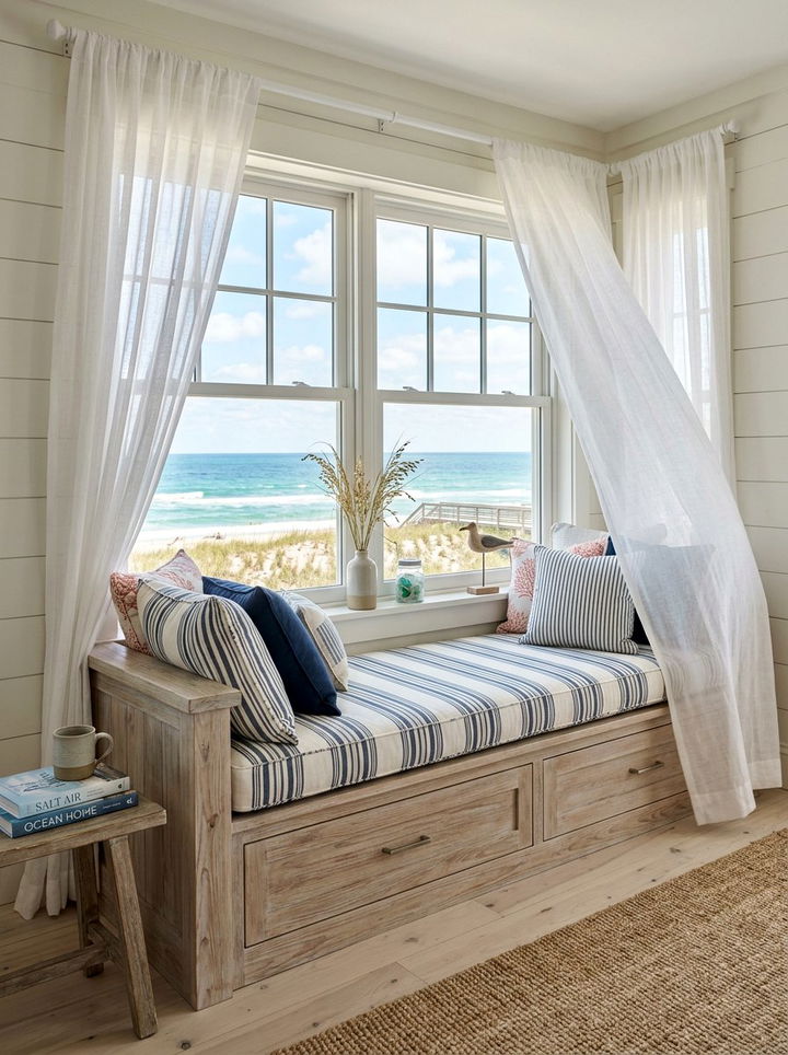 Coastal Window Seat - 30 bedroom window seat ideas