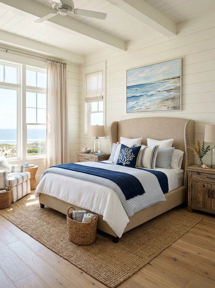 Coastal Wingback Headboard - 30 bedroom wingback headboards