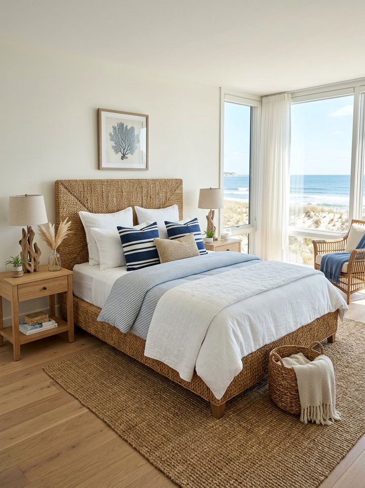 Coastal Woven Bed - 30 bedroom bed ideas