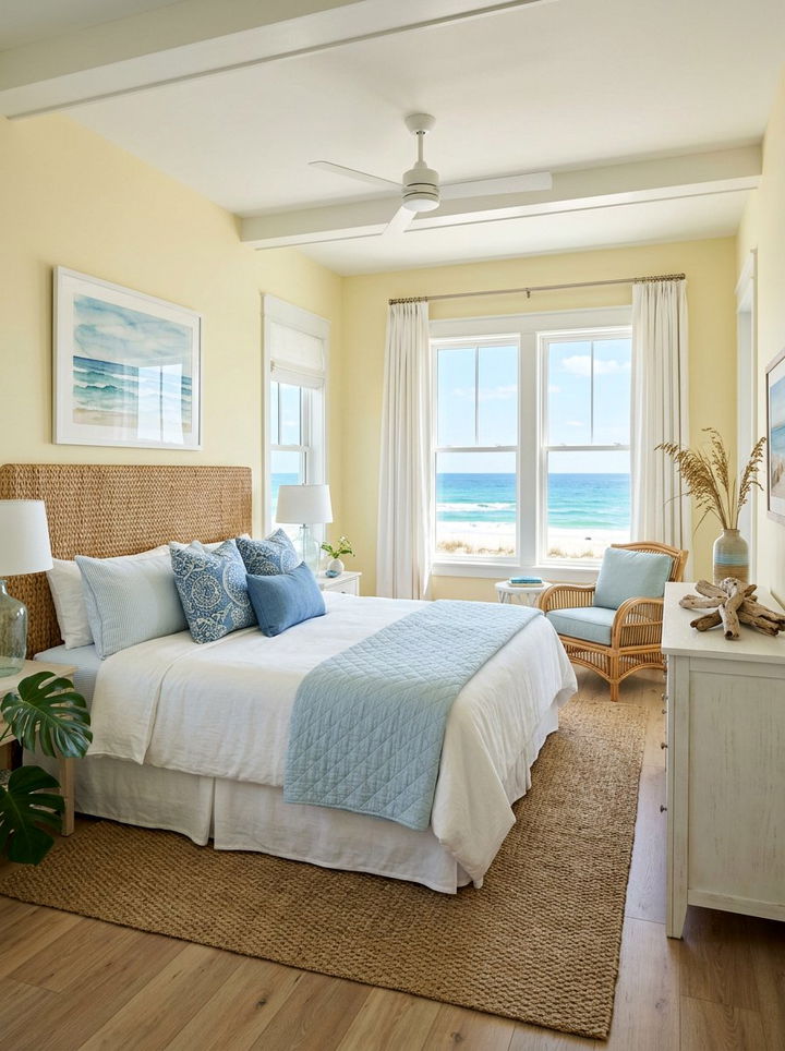 Coastal Yellow Bedroom - 30 pale yellow bedroom ideas
