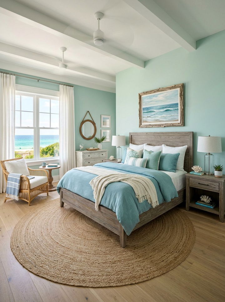 Coastal blue and seafoam green bedroom - 30 blue and green bedroom ideas