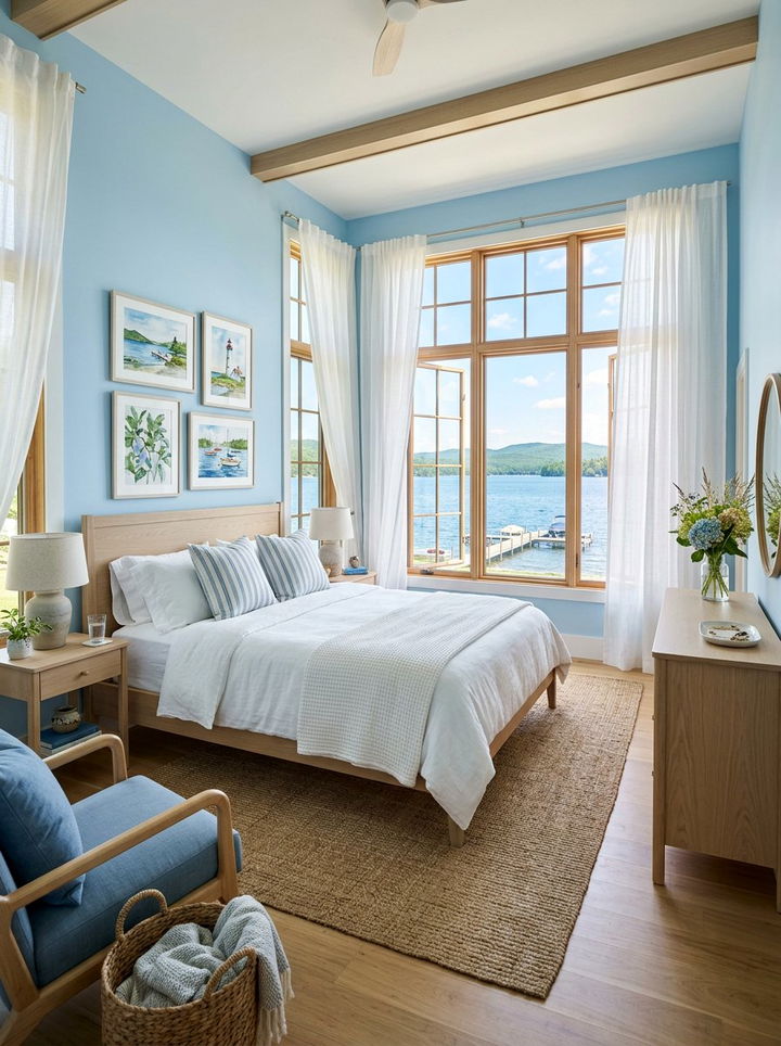 Coastal blue bedroom - 30 lake house bedroom ideas