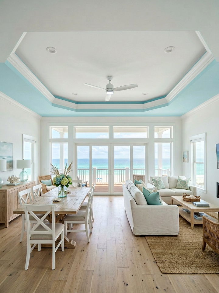 Coastal blue tray ceiling - 30 bedroom tray ceiling ideas