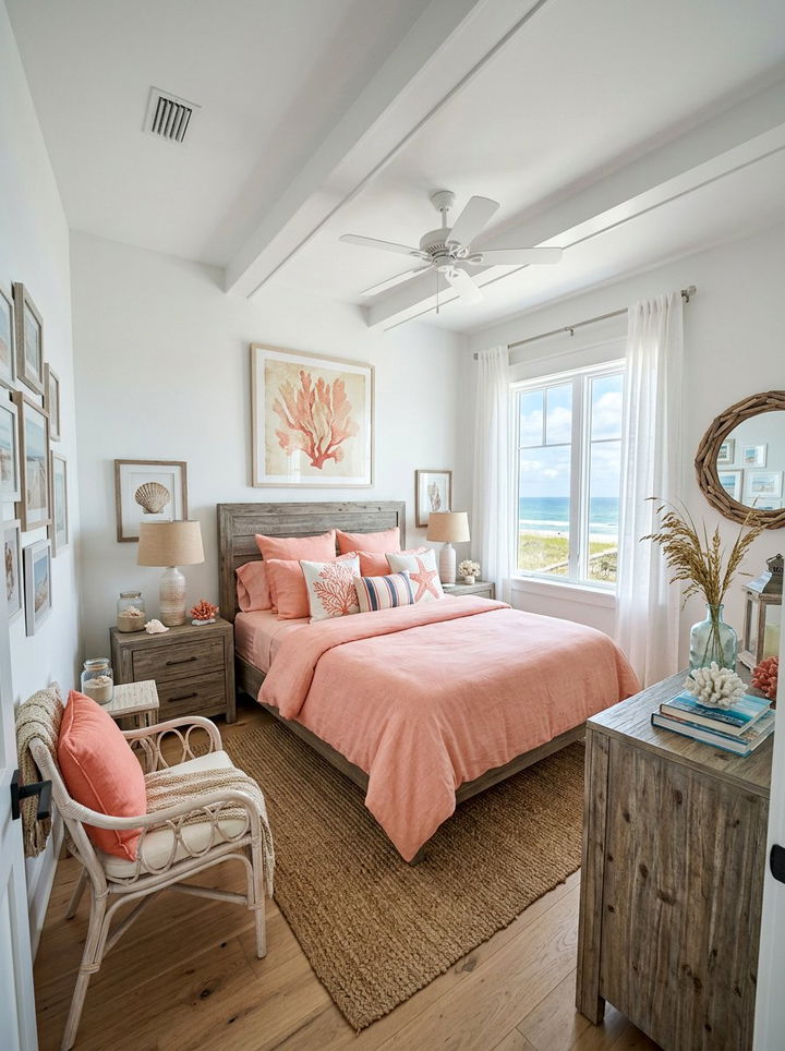 Coastal coral bedroom - 30 coral bedroom ideas