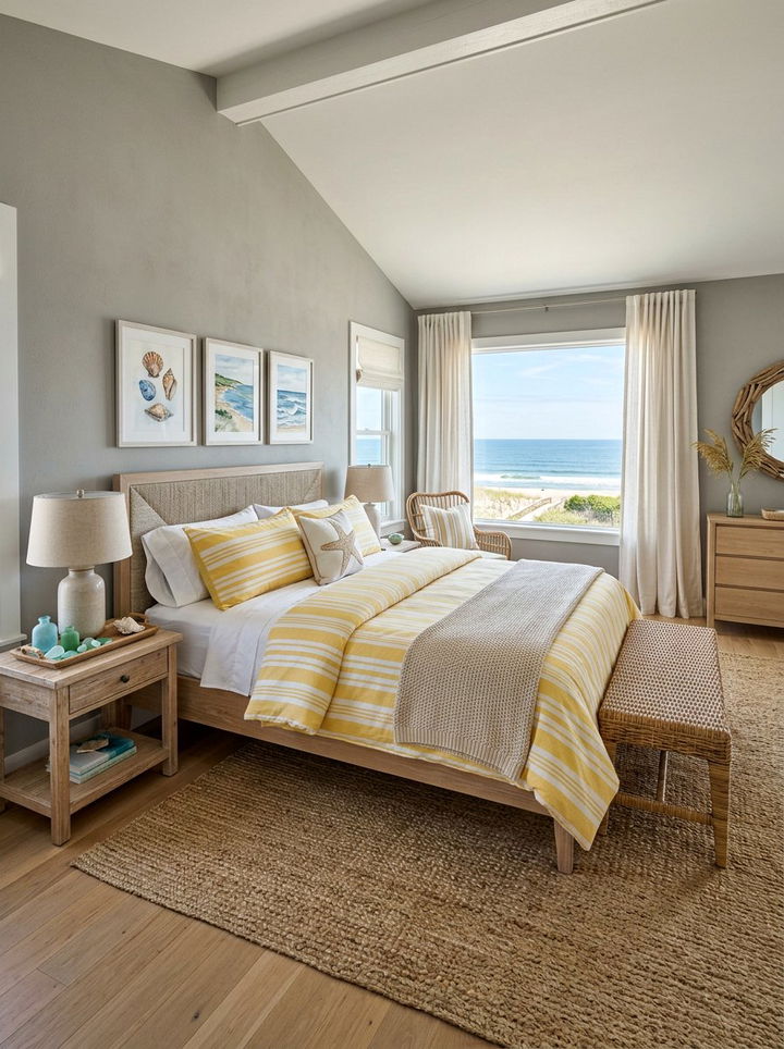 Coastal gray sunny yellow bedroom - 30 gray yellow bedroom ideas