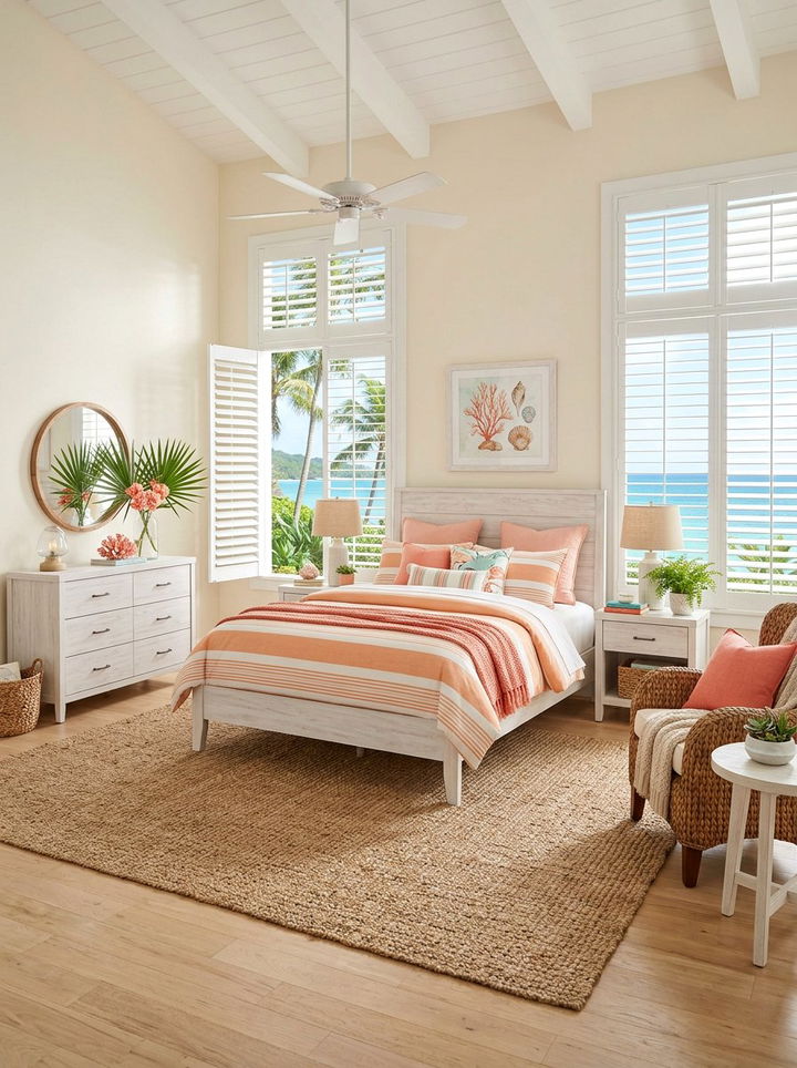 Coastal orange and white bedroom theme - 30 orange and white bedroom ideas