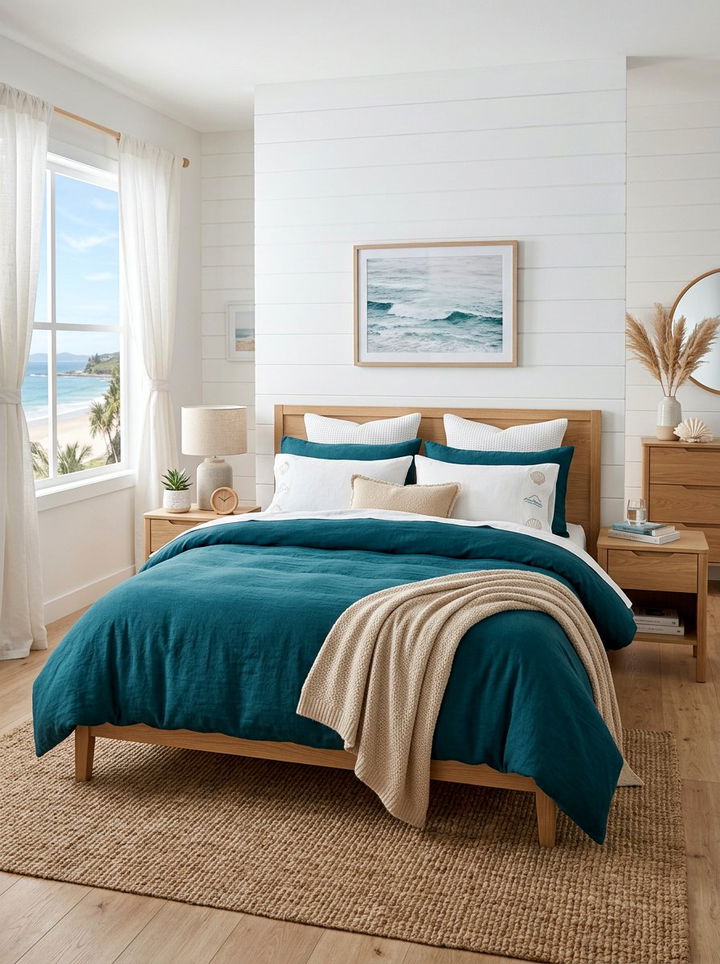 Coastal teal bedding sets - 30 coastal teal bedroom ideas