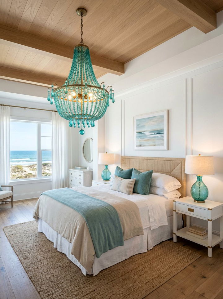 Coastal teal bedroom lighting fixtures - 30 coastal teal bedroom ideas