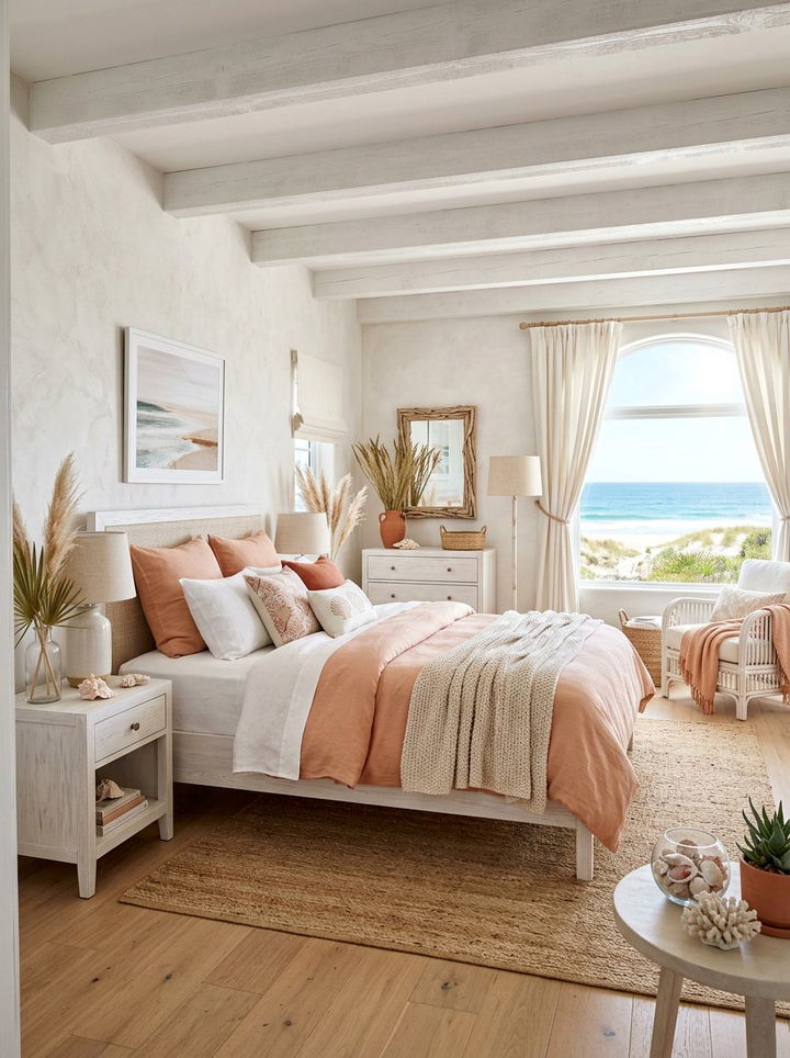 Coastal terracotta and white bedroom - 30 terracotta and white bedroom ideas