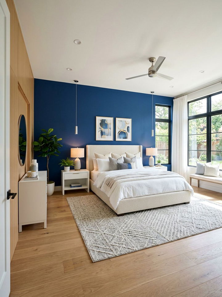 Cobalt Blue Accent Wall - 30 cobalt blue bedroom ideas