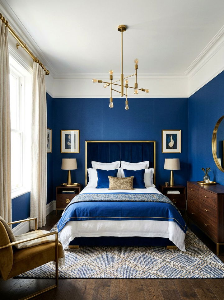 Cobalt Blue And Brass Bedroom - 30 cobalt bedroom ideas
