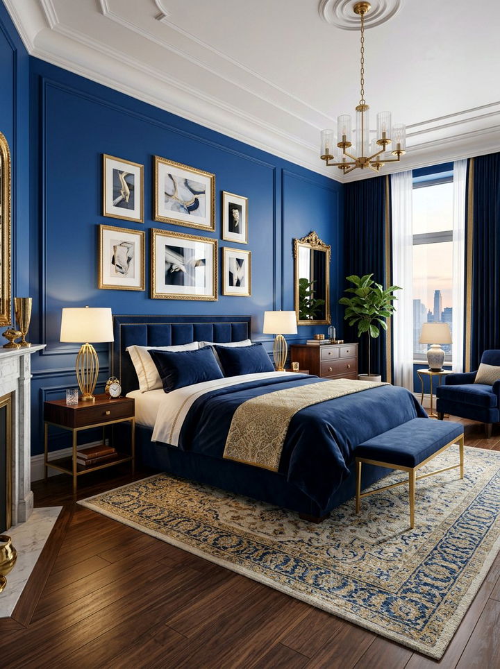Cobalt Blue And Gold Bedroom - 30 cobalt blue bedroom ideas