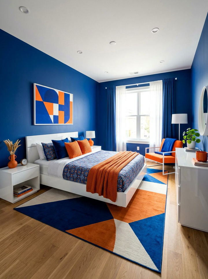 Cobalt Blue And Orange Bedroom - 30 cobalt bedroom ideas