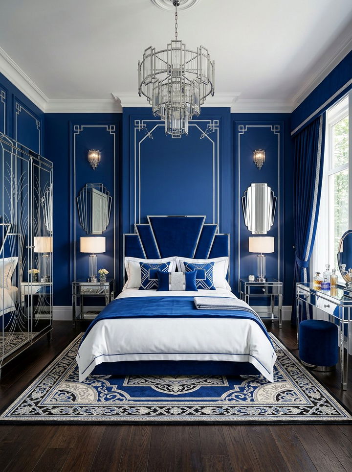 Cobalt Blue Art Deco Bedroom - 30 cobalt bedroom ideas