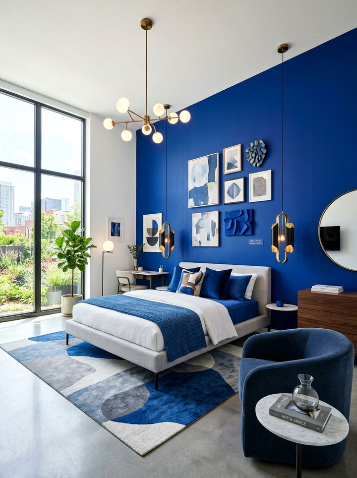 Cobalt Blue Artistic Bedroom - 30 blue bedroom design ideas