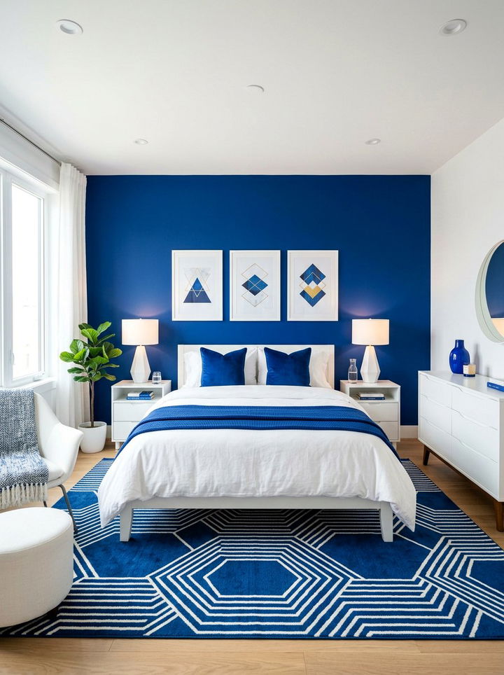 Cobalt Blue Bedroom - 30 blue and white bedroom ideas