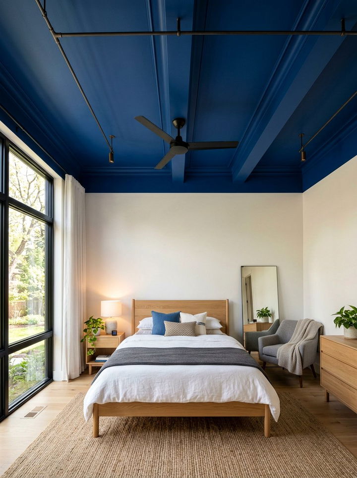Cobalt Blue Ceiling - 30 cobalt blue bedroom ideas