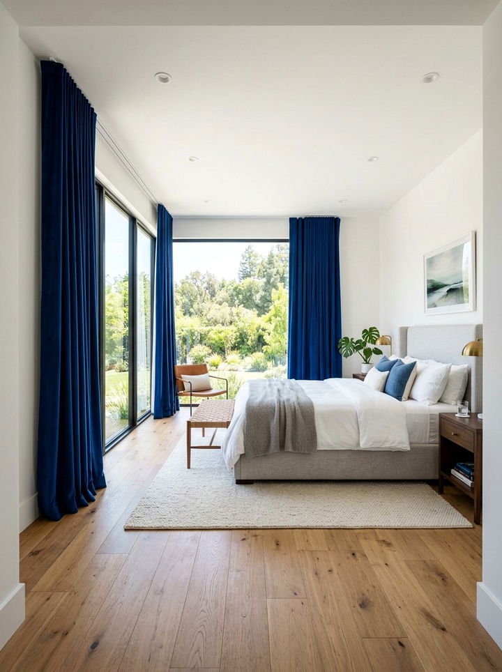 Cobalt Blue Curtains - 30 cobalt blue bedroom ideas