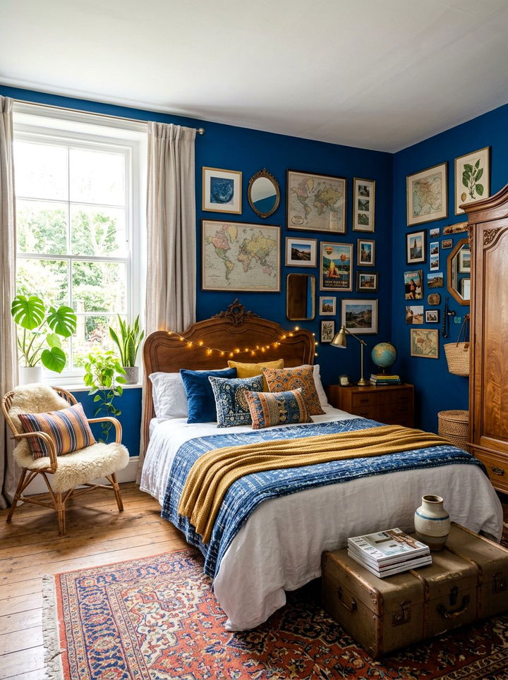 Cobalt Blue Eclectic Bedroom - 30 cobalt bedroom ideas