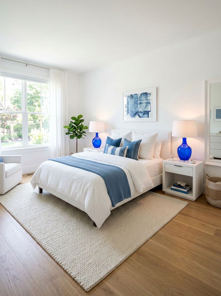 Cobalt Blue Glass Lamps - 30 cobalt and white bedroom ideas