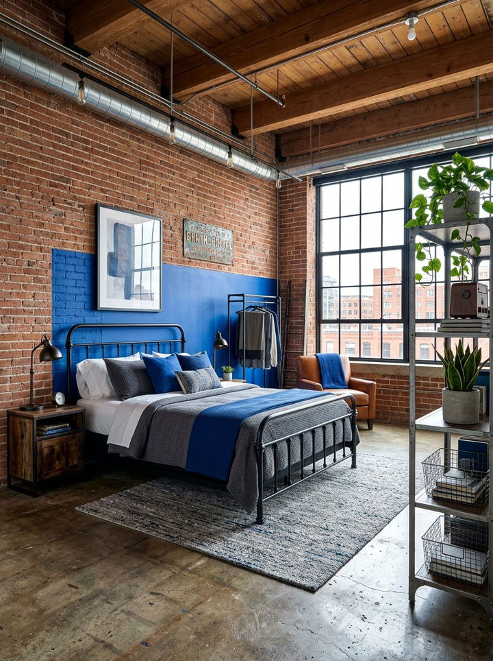 Cobalt Blue Industrial Bedroom - 30 cobalt bedroom ideas
