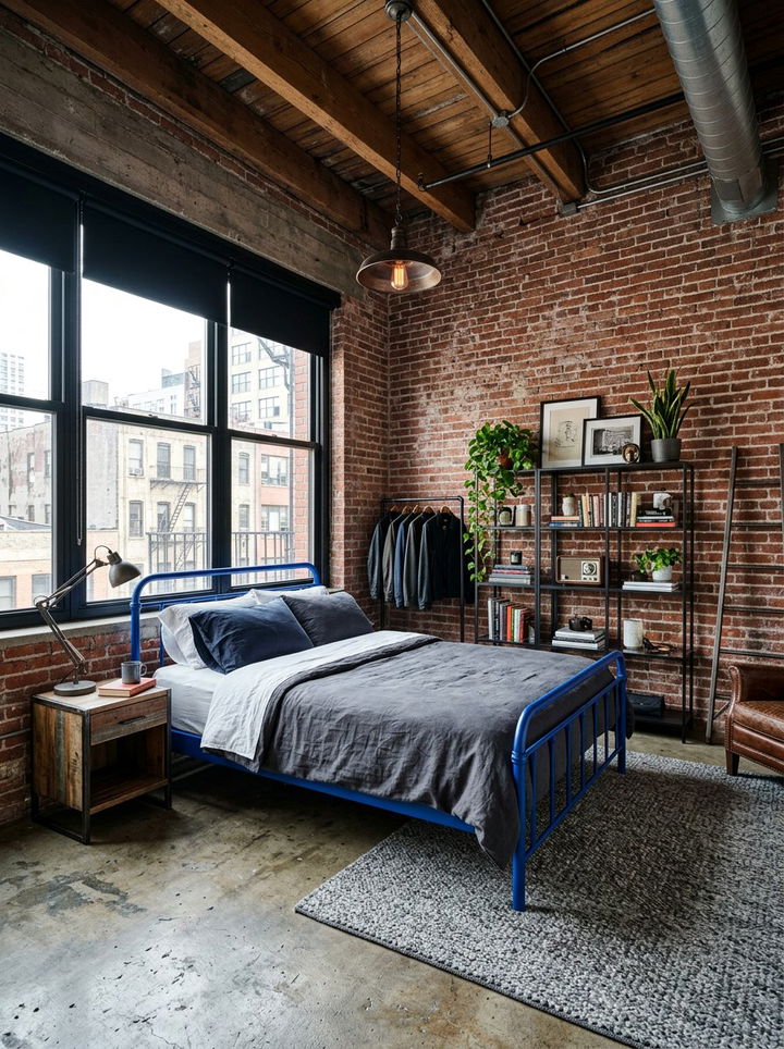 Cobalt Blue Industrial Style - 30 cobalt blue bedroom ideas