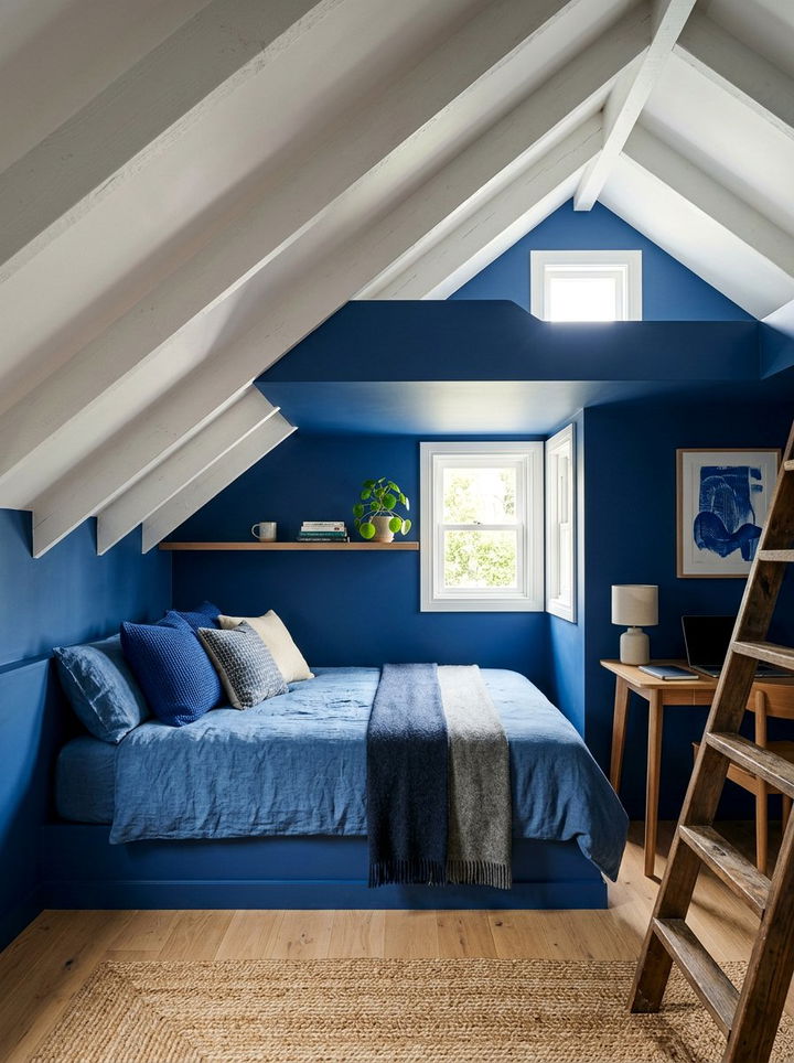 Cobalt Blue Loft Bedroom - 30 cobalt bedroom ideas