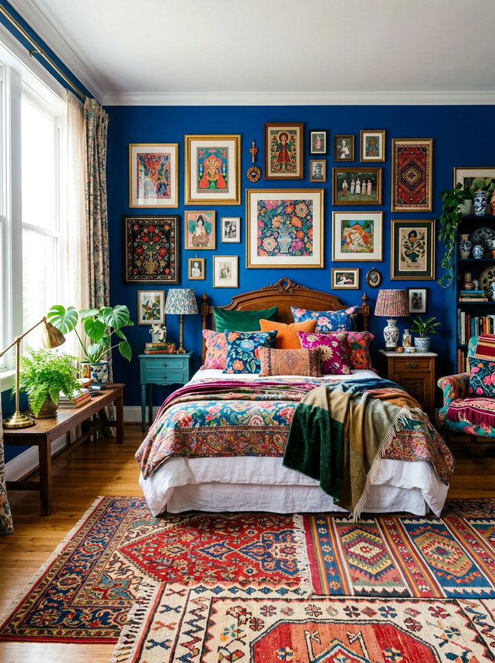 Cobalt Blue Maximalist Bedroom - 30 cobalt bedroom ideas
