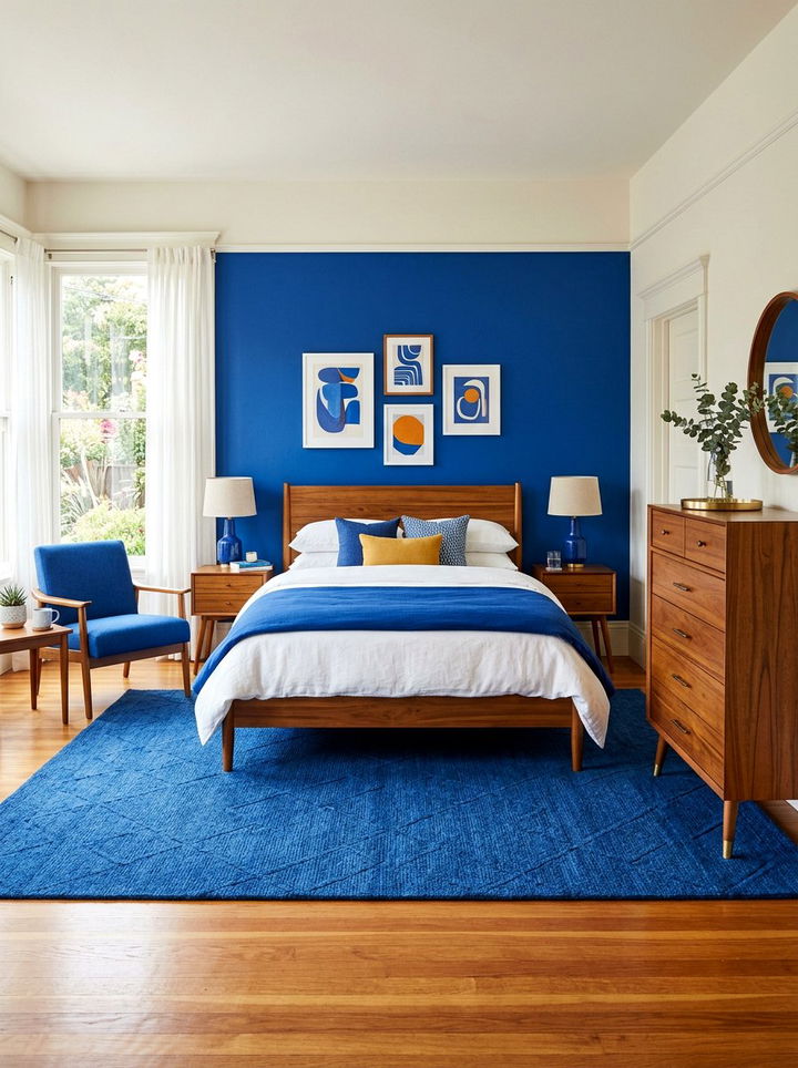 Cobalt Blue Mid Century Modern Bedroom - 30 cobalt bedroom ideas