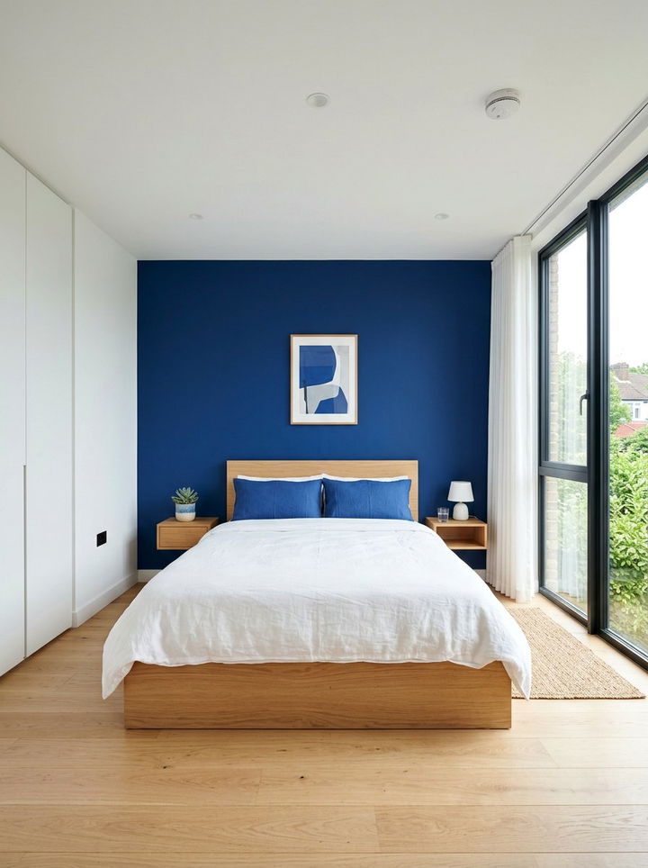 Cobalt Blue Minimalist Bedroom - 30 cobalt bedroom ideas