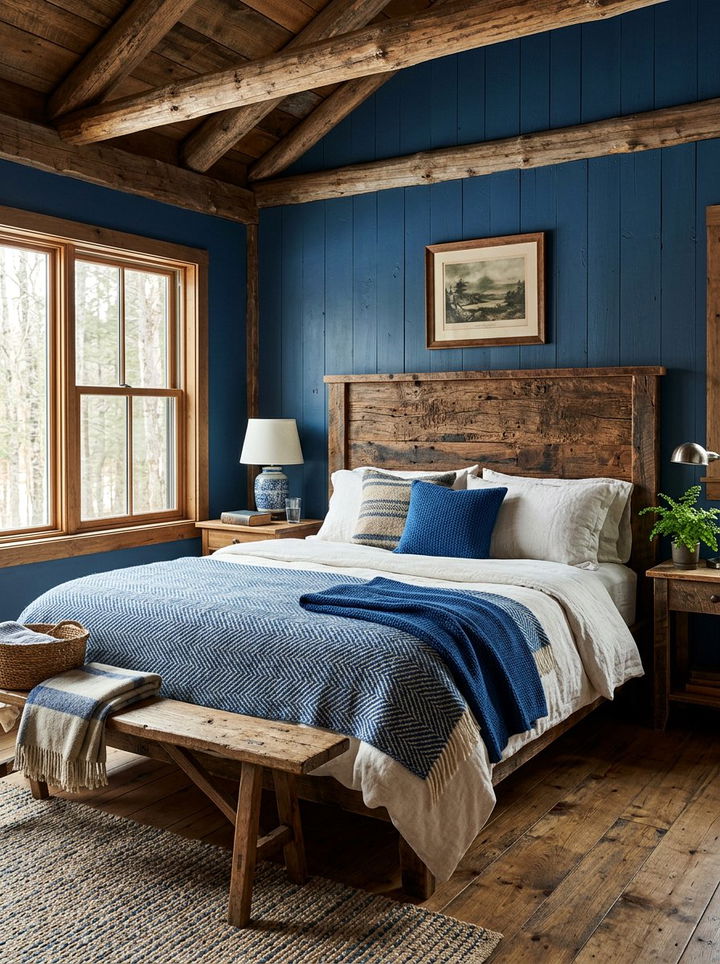 Cobalt Blue Rustic Bedroom - 30 cobalt bedroom ideas
