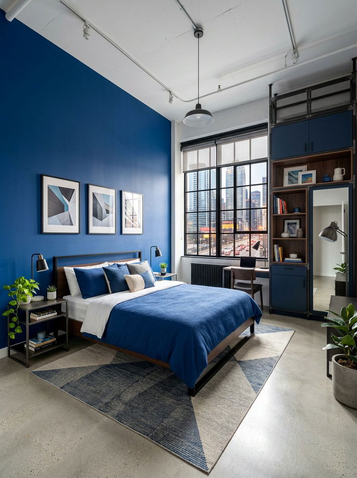 Cobalt Blue Urban Bedroom - 30 cobalt bedroom ideas