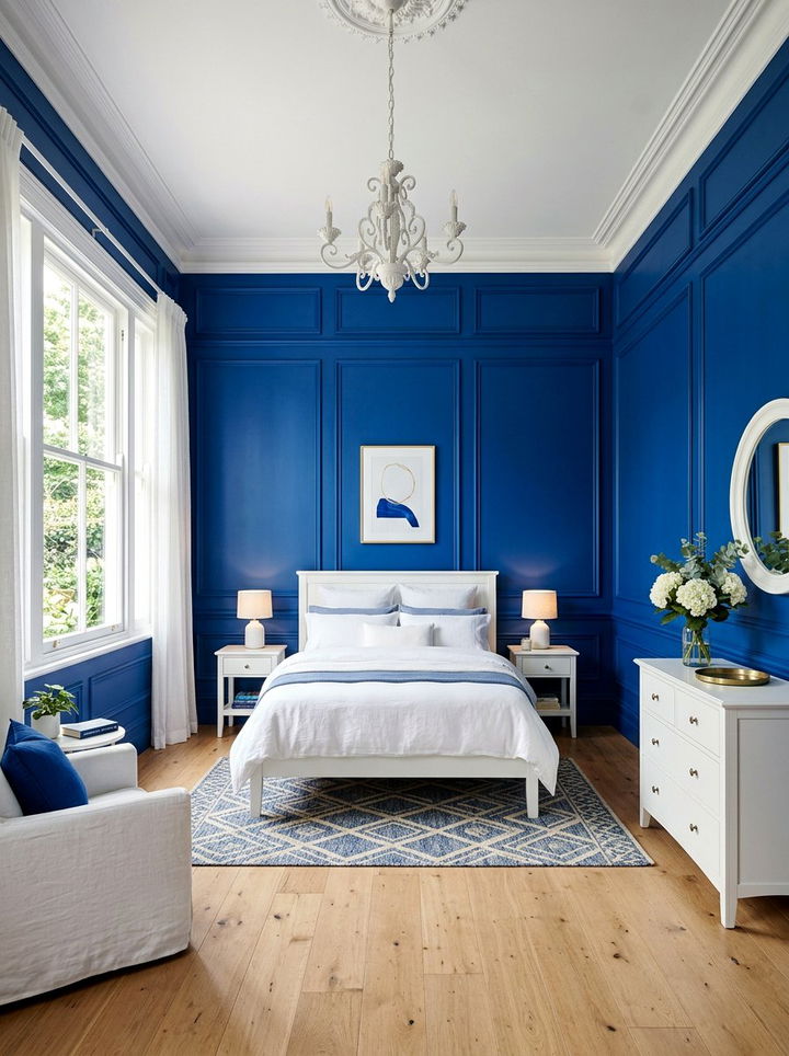 Cobalt Blue Wood Paneling Bedroom - 30 cobalt bedroom ideas