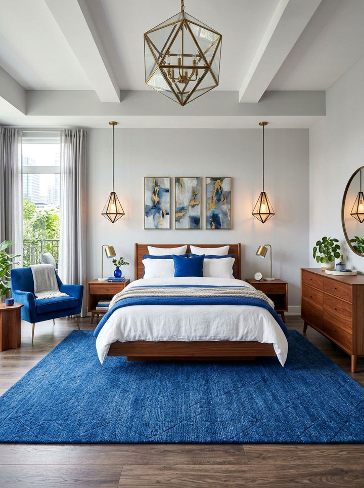 Cobalt blue and chestnut bedroom - 30 blue and brown bedroom color combo