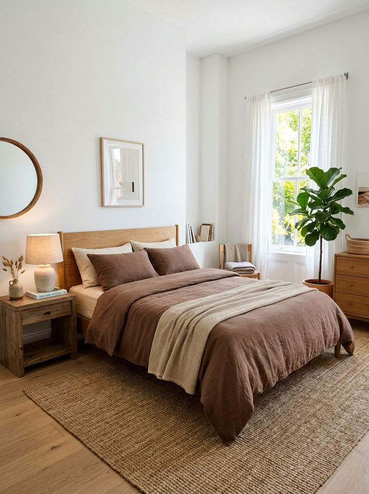 Cocoa brown linen bedding - 30 chocolate bedroom ideas