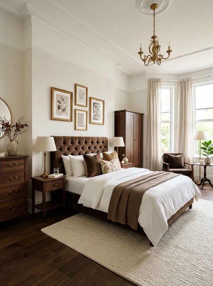 Coffee and Bone White - 30 brown and white bedroom color combo