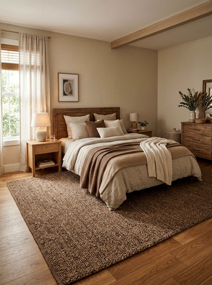 Coffee colored rug - 30 brown bedroom ideas