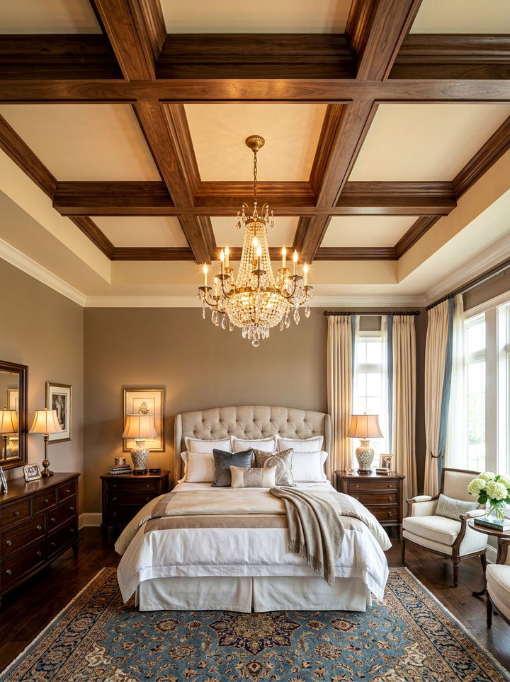 Coffered Ceiling - 30 bedroom ceiling design ideas