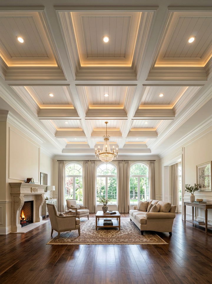 Coffered tray ceiling - 30 bedroom tray ceiling ideas