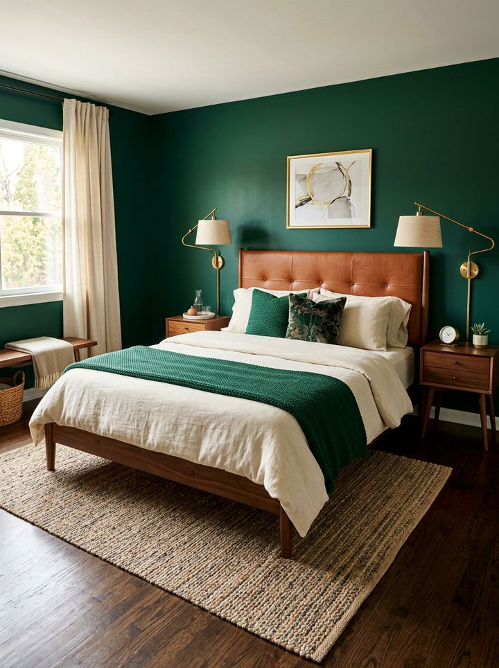 Cognac Leather Headboard - 30 leather bedroom ideas