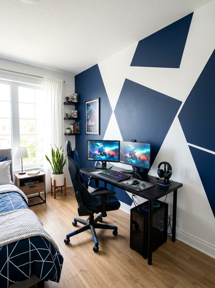 Color Block Wall - 30 video game bedroom ideas